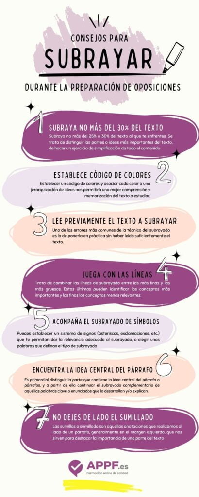 Consejos para subrayar en tus oposiciones