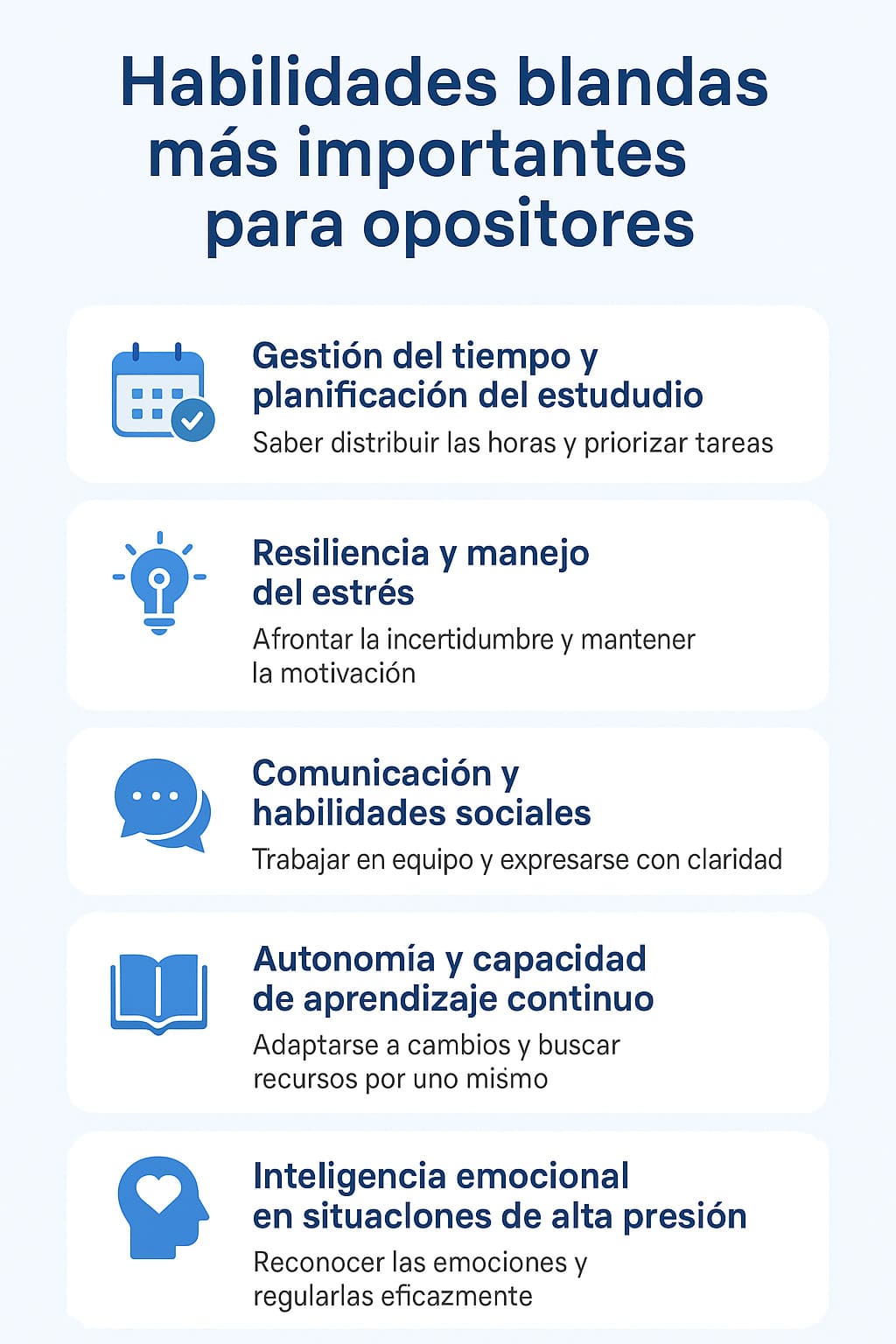 Las habilidades blandas más importantes para opositores