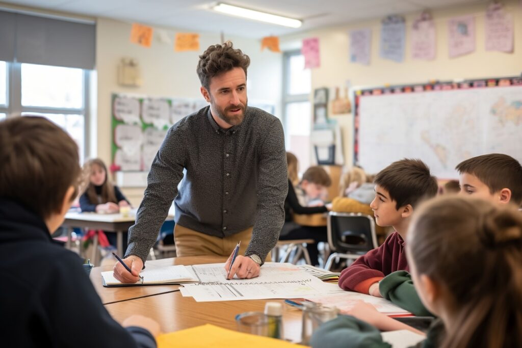 Estudiantes aprendiendo gracias al aprendizaje cooperativo
