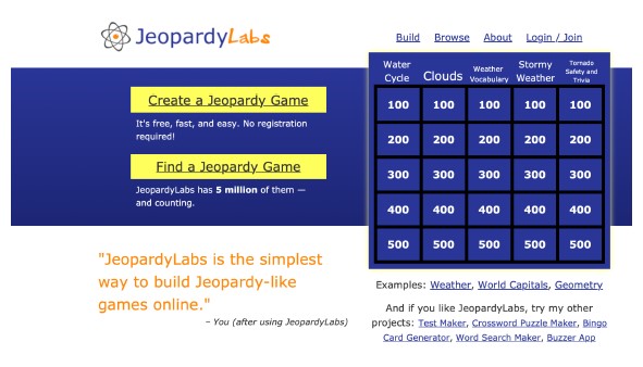 Jeopardy labs aplicación para realizar juegos